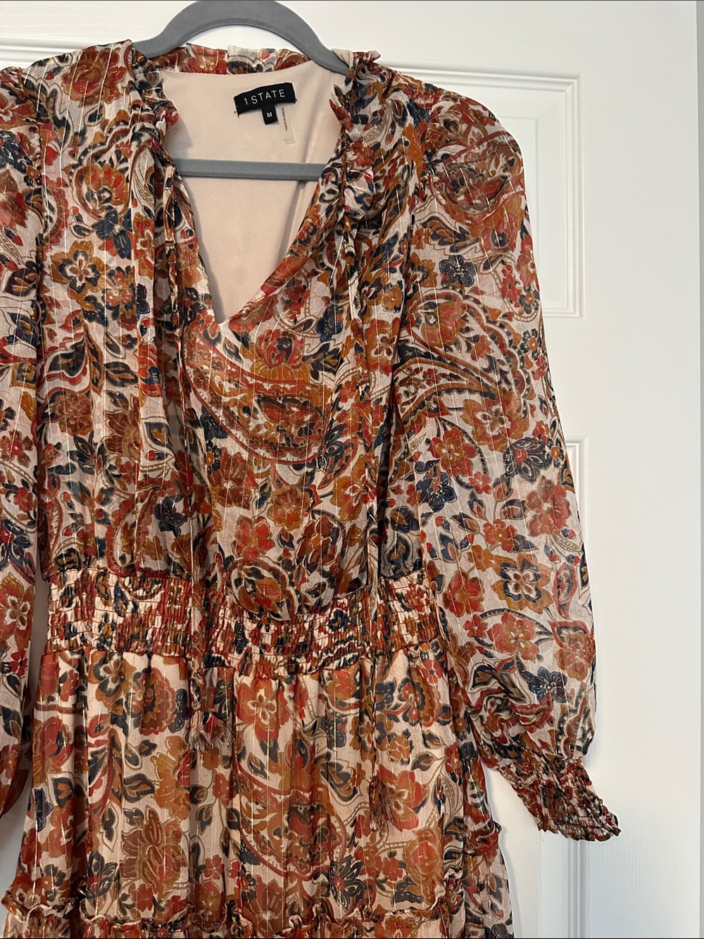 1. State Rust Paisley Tiered Maxi Dress - Picture 3 of 8